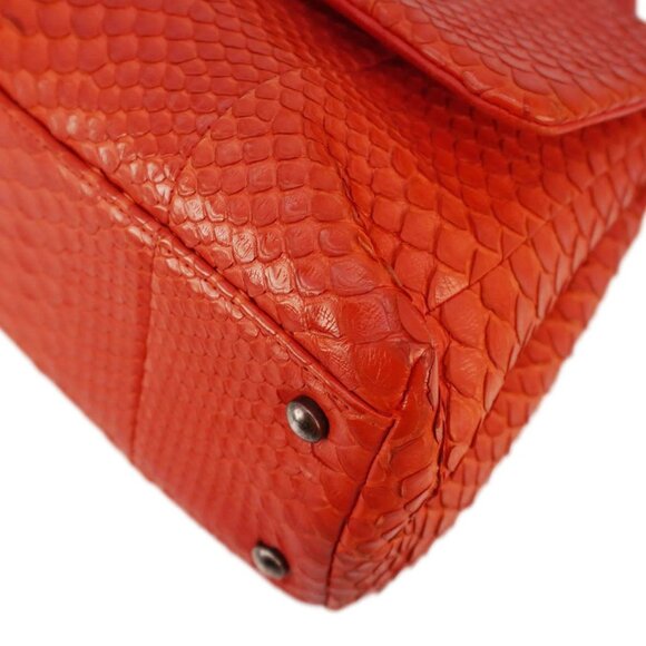 Chanel  Coco Flap Python Leather Top Handle Shoulder Bag Red - Picture 4 of 12